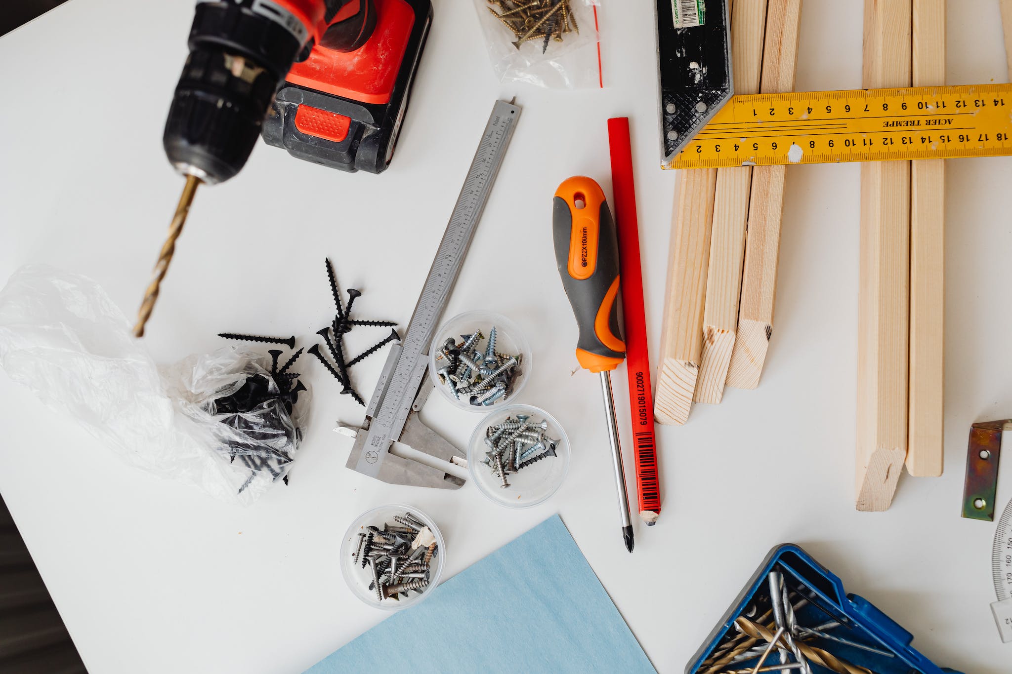 A Woodwork Tools on White Surface